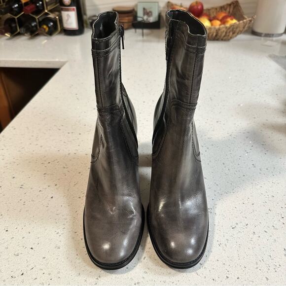 Nine West Ourson Boho Antique Gray Mid Calf Chunky Heeled Boots Round Toe 8.5 - Picture 3 of 15
